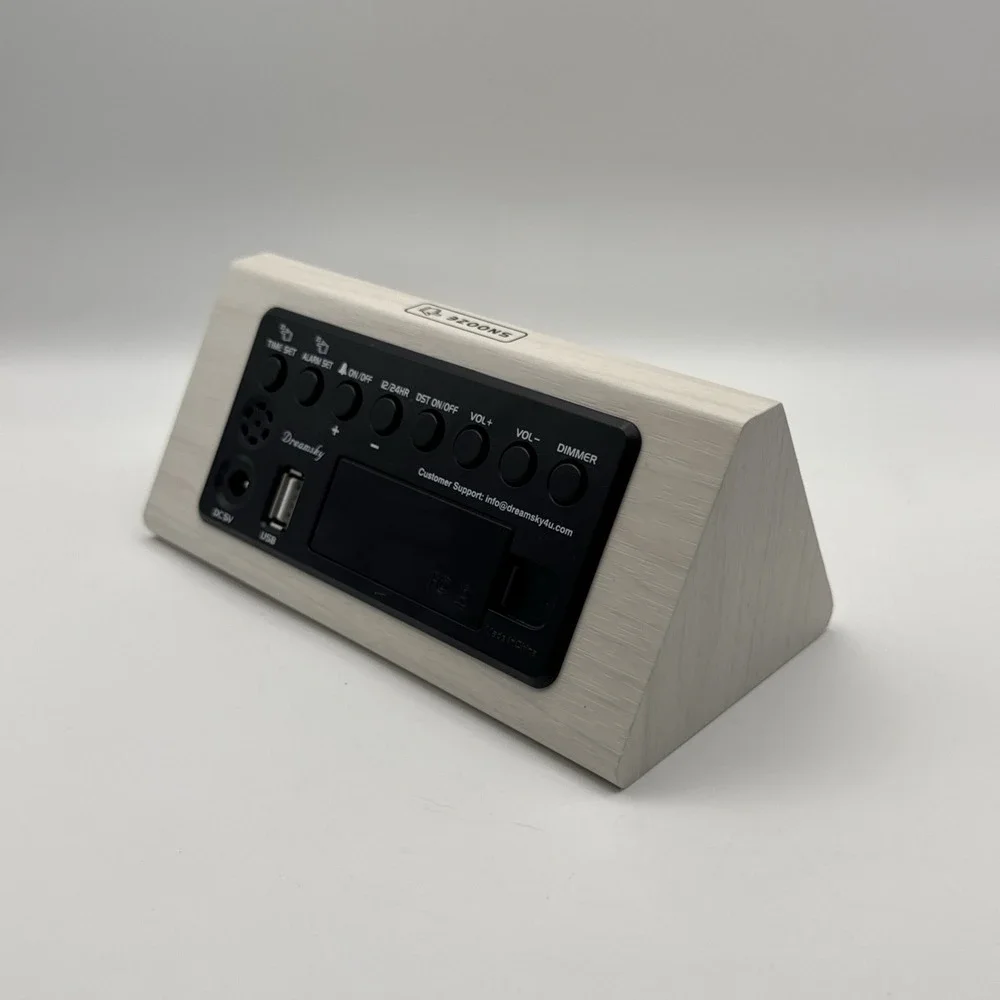 Dreamsky Beige Digital Alarm Clock USB Charging Snooze Modern Plastic